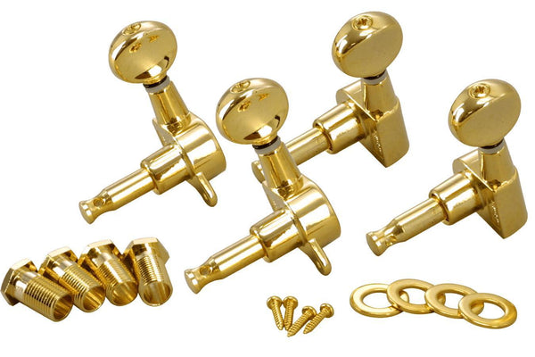 Folkcraft® Machine Heads, Enclosed Gear, Gold Finish, Four Pack-Folkcraft Instruments